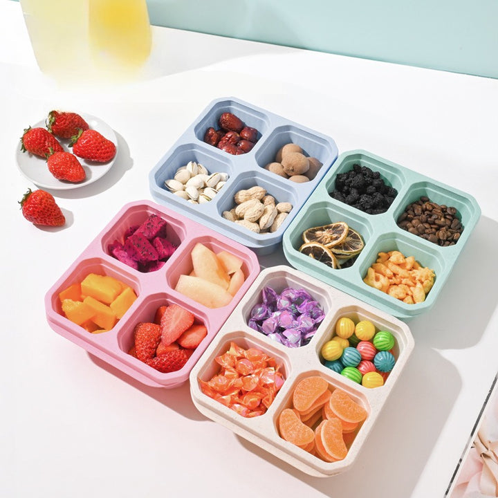 Premium Reusable 4-Grid Snack Containers – Portable Meal Prep Lunch Box, Leak-Proof, Large Capacity, Multi-Compartment Design for Kids and Adults, Ideal for Home, Kitchen, and Travel