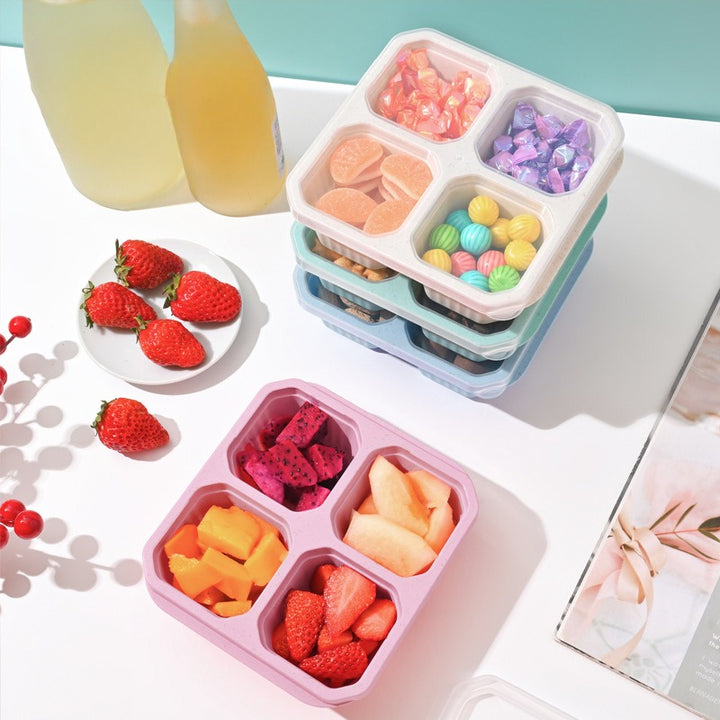 Premium Reusable 4-Grid Snack Containers – Portable Meal Prep Lunch Box, Leak-Proof, Large Capacity, Multi-Compartment Design for Kids and Adults, Ideal for Home, Kitchen, and Travel