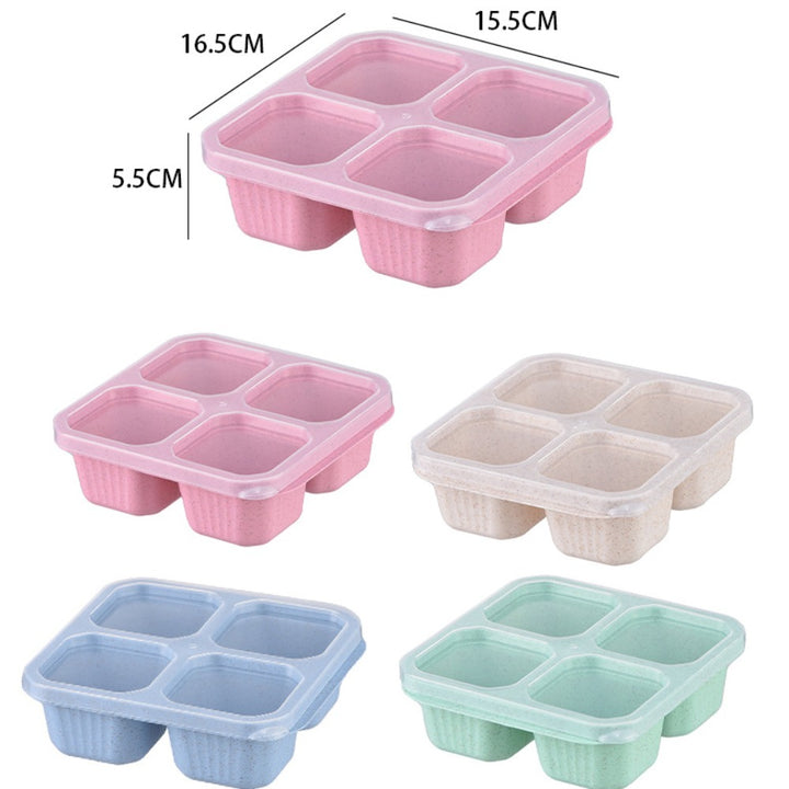 Premium Reusable 4-Grid Snack Containers – Portable Meal Prep Lunch Box, Leak-Proof, Large Capacity, Multi-Compartment Design for Kids and Adults, Ideal for Home, Kitchen, and Travel