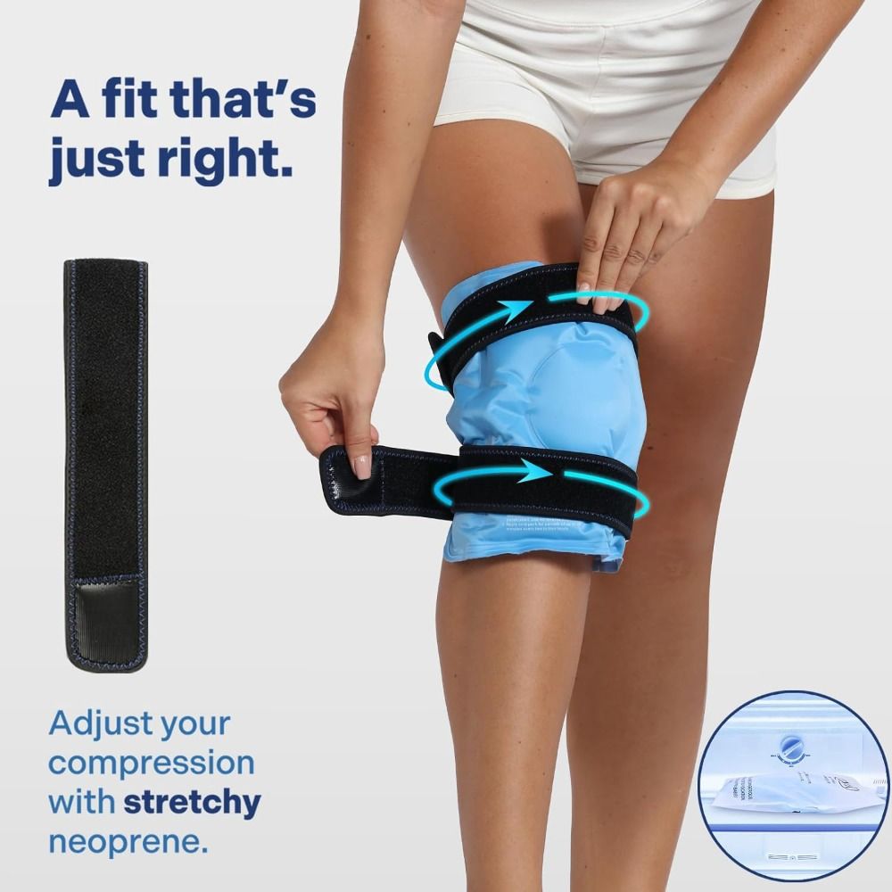 Premium Reusable Knee Ice Pack Wrap – Hot Cold Compress Therapy for Pain Relief, Gel Knee Support for Sprains, Injuries, Full Coverage, Adjustable Straps, First Aid Tool for Quick Recovery