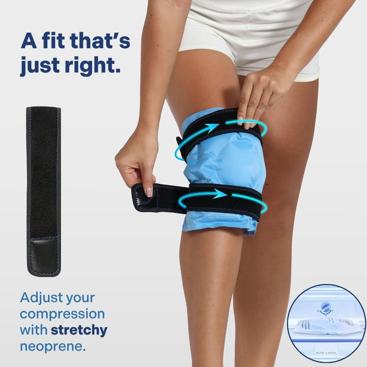 Premium Reusable Knee Ice Pack Wrap – Hot Cold Compress Therapy for Pain Relief, Gel Knee Support for Sprains, Injuries, Full Coverage, Adjustable Straps, First Aid Tool for Quick Recovery