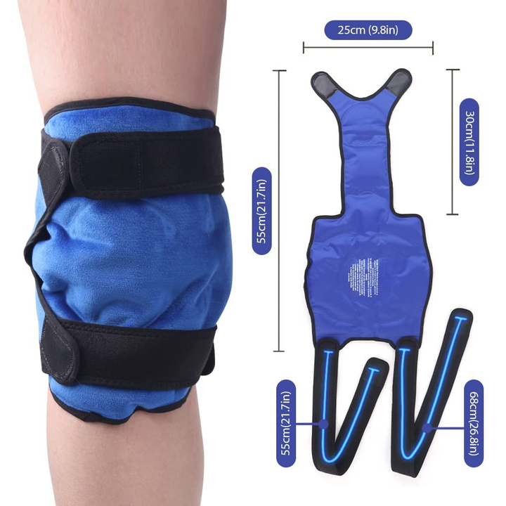 Premium Reusable Knee Ice Pack Wrap – Hot Cold Compress Therapy for Pain Relief, Gel Knee Support for Sprains, Injuries, Full Coverage, Adjustable Straps, First Aid Tool for Quick Recovery