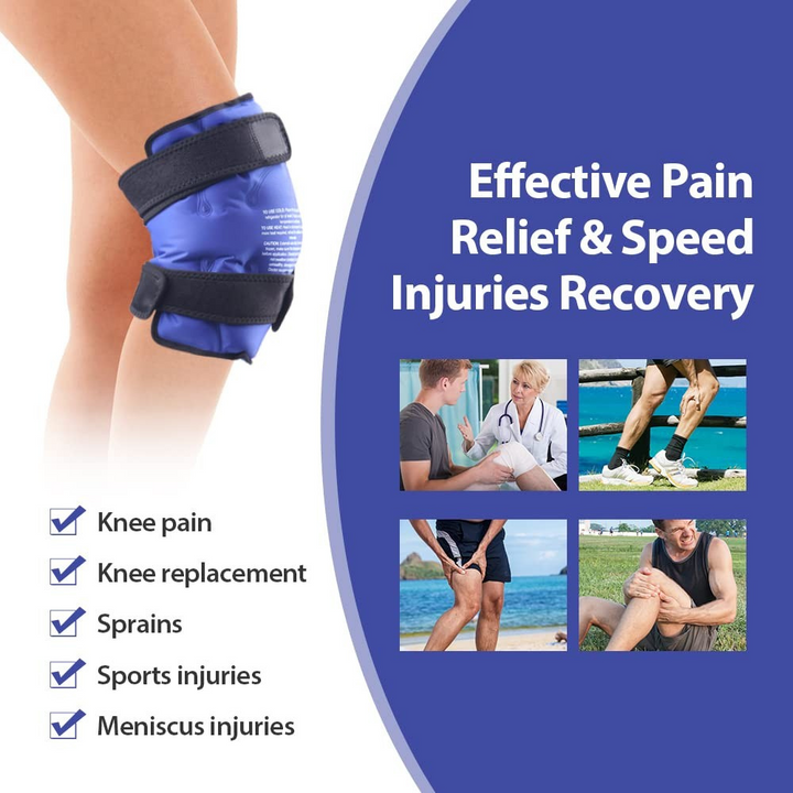 Premium Reusable Knee Ice Pack Wrap – Hot Cold Compress Therapy for Pain Relief, Gel Knee Support for Sprains, Injuries, Full Coverage, Adjustable Straps, First Aid Tool for Quick Recovery