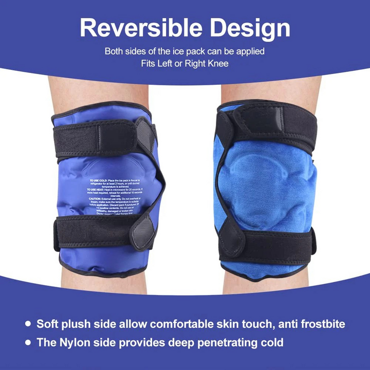 Premium Reusable Knee Ice Pack Wrap – Hot Cold Compress Therapy for Pain Relief, Gel Knee Support for Sprains, Injuries, Full Coverage, Adjustable Straps, First Aid Tool for Quick Recovery