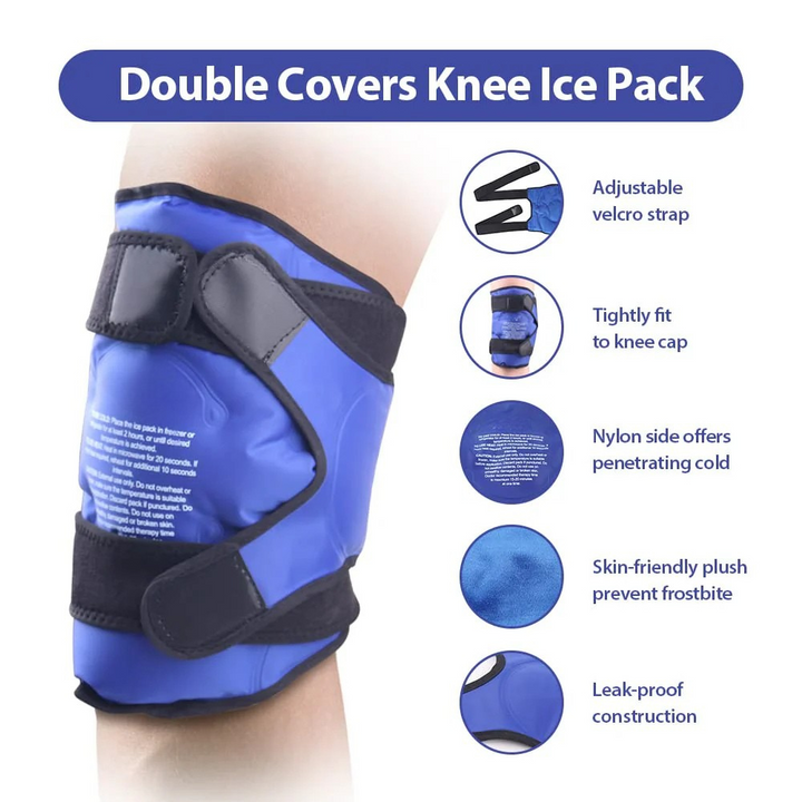 Premium Reusable Knee Ice Pack Wrap – Hot Cold Compress Therapy for Pain Relief, Gel Knee Support for Sprains, Injuries, Full Coverage, Adjustable Straps, First Aid Tool for Quick Recovery