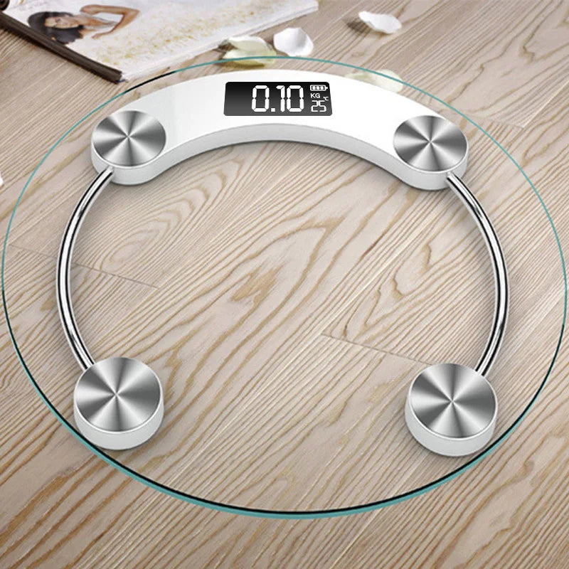 Premium Round Digital Body Weight Scale – High-Definition LCD Display, Tempered Glass, Auto On/Off, Precision Accuracy 0.2-180KG, Bathroom Floor Scale for Day & Night Use