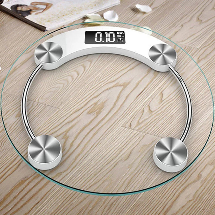 Premium Round Digital Body Weight Scale – High-Definition LCD Display, Tempered Glass, Auto On/Off, Precision Accuracy 0.2-180KG, Bathroom Floor Scale for Day & Night Use