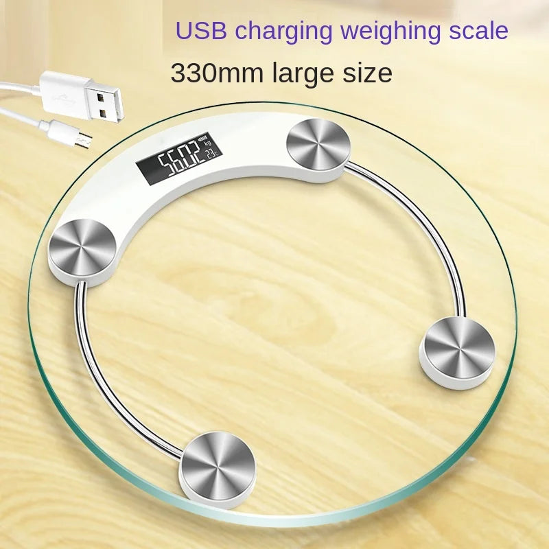 Premium Round Digital Body Weight Scale – High-Definition LCD Display, Tempered Glass, Auto On/Off, Precision Accuracy 0.2-180KG, Bathroom Floor Scale for Day & Night Use