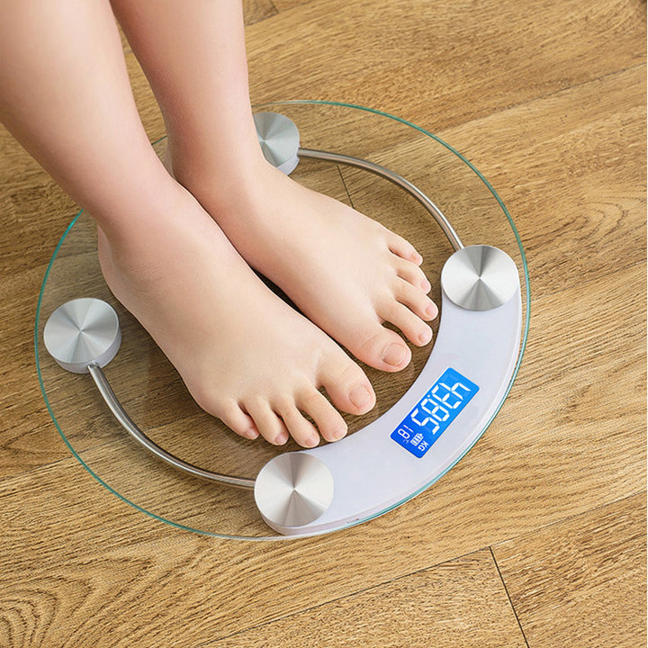 Premium Round Digital Body Weight Scale – High-Definition LCD Display, Tempered Glass, Auto On/Off, Precision Accuracy 0.2-180KG, Bathroom Floor Scale for Day & Night Use