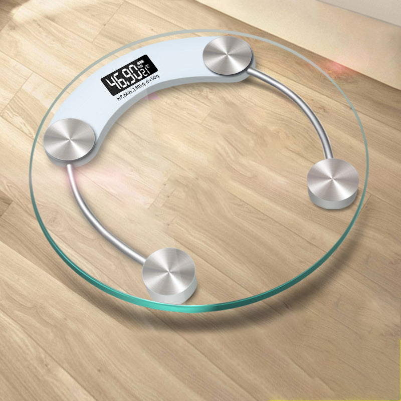 Premium Round Digital Body Weight Scale – High-Definition LCD Display, Tempered Glass, Auto On/Off, Precision Accuracy 0.2-180KG, Bathroom Floor Scale for Day & Night Use
