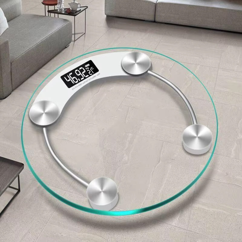 Premium Round Digital Body Weight Scale – High-Definition LCD Display, Tempered Glass, Auto On/Off, Precision Accuracy 0.2-180KG, Bathroom Floor Scale for Day & Night Use