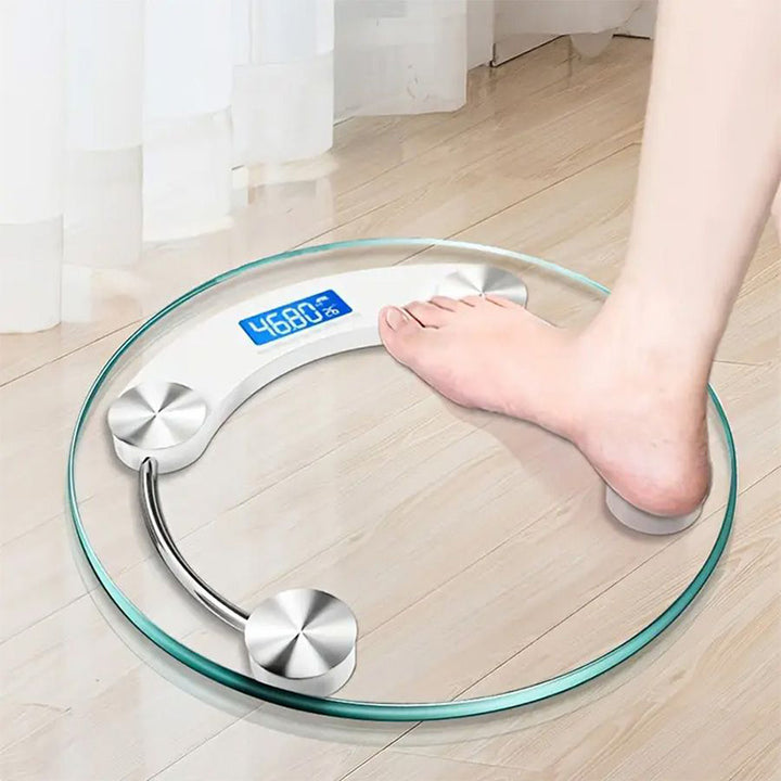 Premium Round Digital Body Weight Scale – High-Definition LCD Display, Tempered Glass, Auto On/Off, Precision Accuracy 0.2-180KG, Bathroom Floor Scale for Day & Night Use