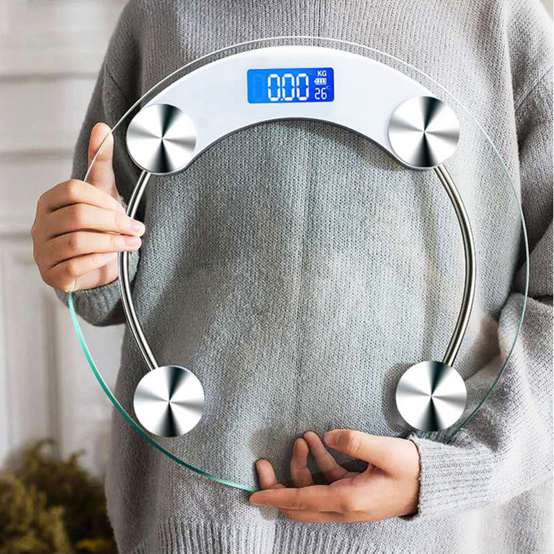 Premium Round Digital Body Weight Scale – High-Definition LCD Display, Tempered Glass, Auto On/Off, Precision Accuracy 0.2-180KG, Bathroom Floor Scale for Day & Night Use
