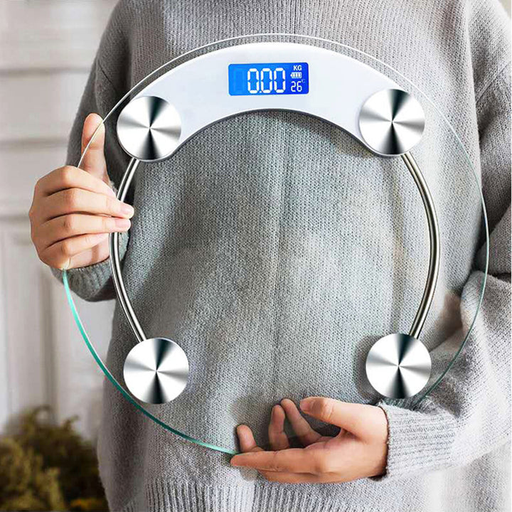 Premium Round Digital Body Weight Scale – High-Definition LCD Display, Tempered Glass, Auto On/Off, Precision Accuracy 0.2-180KG, Bathroom Floor Scale for Day & Night Use