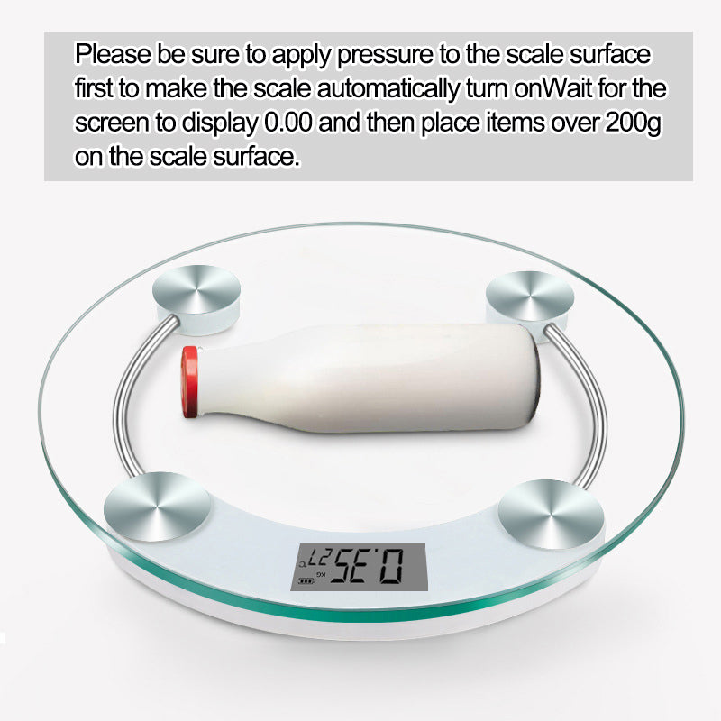 Premium Round Digital Body Weight Scale – High-Definition LCD Display, Tempered Glass, Auto On/Off, Precision Accuracy 0.2-180KG, Bathroom Floor Scale for Day & Night Use