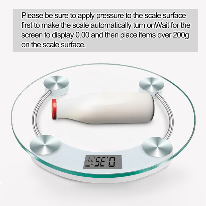 Premium Round Digital Body Weight Scale – High-Definition LCD Display, Tempered Glass, Auto On/Off, Precision Accuracy 0.2-180KG, Bathroom Floor Scale for Day & Night Use