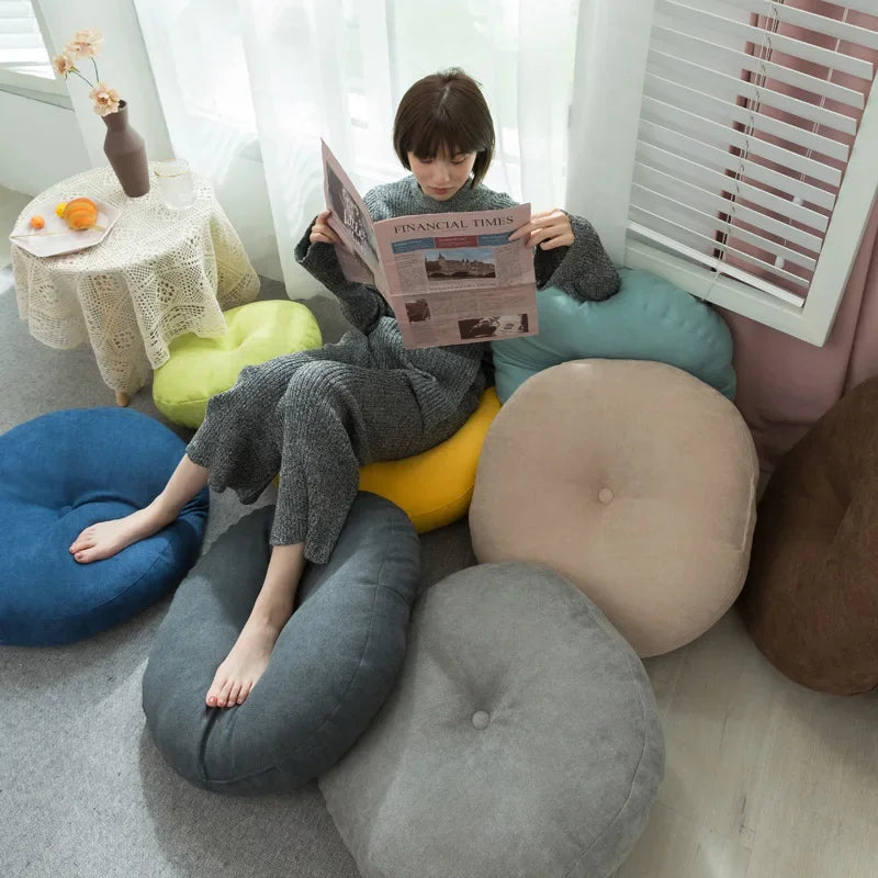 Premium Round Floor Seat Cushion – Soft Tatami Meditation & Yoga Pad – Breathable Cotton & Linen, Comfortable for Sitting Long Hours – Ideal for Living Room, Office, & Travel