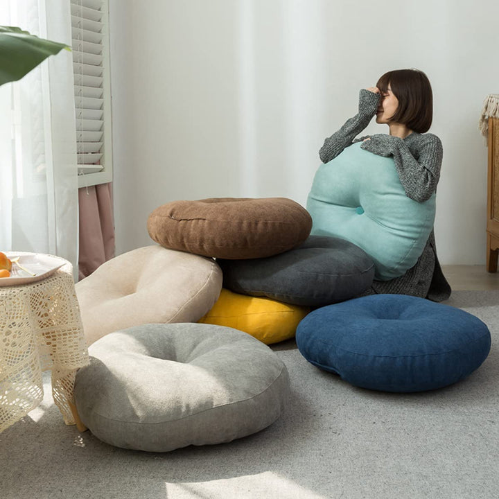Premium Round Floor Seat Cushion – Soft Tatami Meditation & Yoga Pad – Breathable Cotton & Linen, Comfortable for Sitting Long Hours – Ideal for Living Room, Office, & Travel