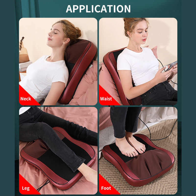 Premium Shiatsu Neck and Back Massager Pillow – Electric Cushion with Infrared Heat, Deep Tissue Kneading, 3 Adjustable Gears, Car & AC Adapters for Muscle Relaxation