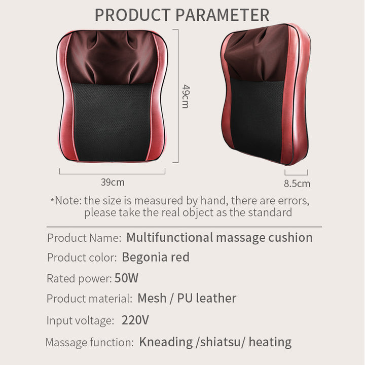 Premium Shiatsu Neck and Back Massager Pillow – Electric Cushion with Infrared Heat, Deep Tissue Kneading, 3 Adjustable Gears, Car & AC Adapters for Muscle Relaxation