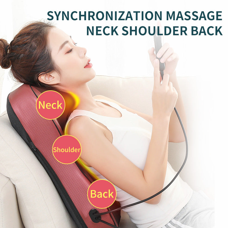 Premium Shiatsu Neck and Back Massager Pillow – Electric Cushion with Infrared Heat, Deep Tissue Kneading, 3 Adjustable Gears, Car & AC Adapters for Muscle Relaxation