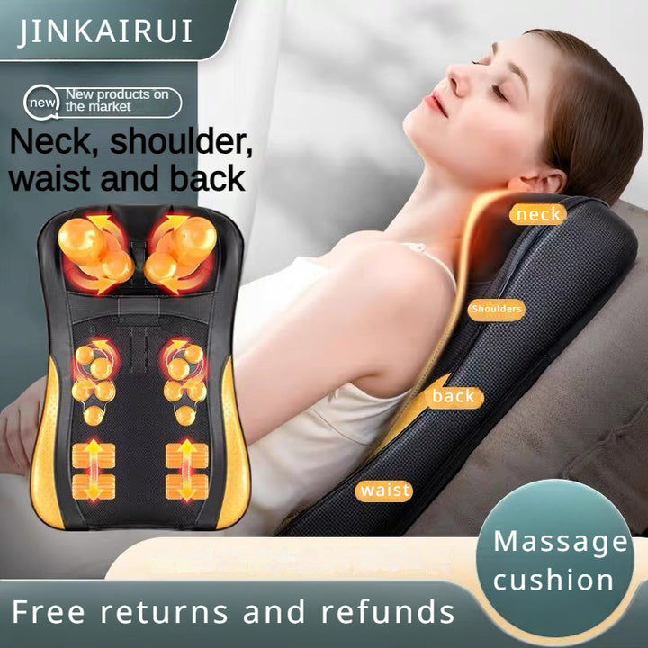 Premium Shiatsu Neck and Back Massager Pillow – Electric Cushion with Infrared Heat, Deep Tissue Kneading, 3 Adjustable Gears, Car & AC Adapters for Muscle Relaxation