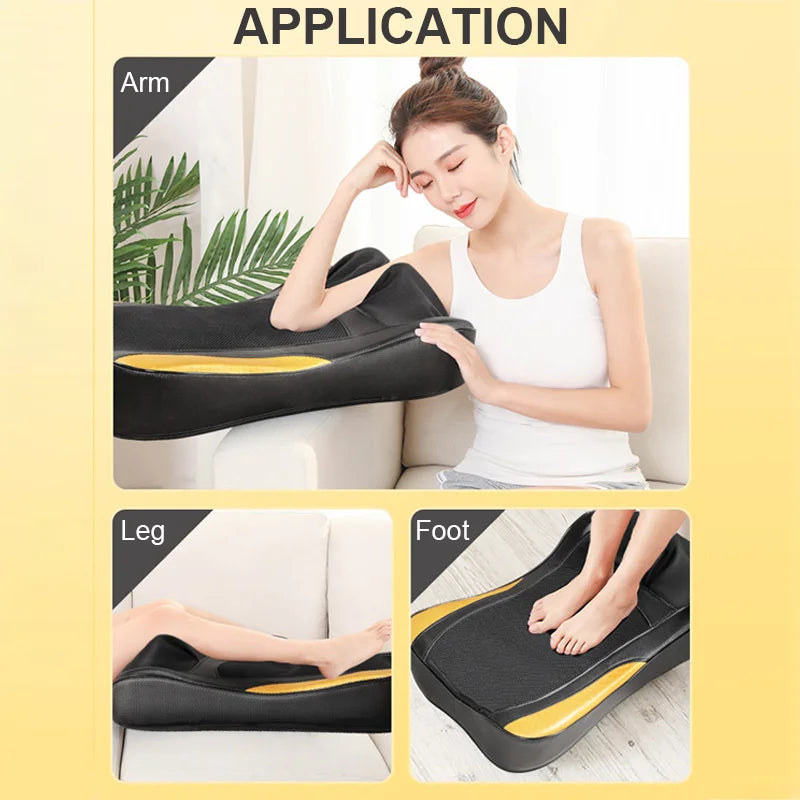 Premium Shiatsu Neck and Back Massager Pillow – Electric Cushion with Infrared Heat, Deep Tissue Kneading, 3 Adjustable Gears, Car & AC Adapters for Muscle Relaxation