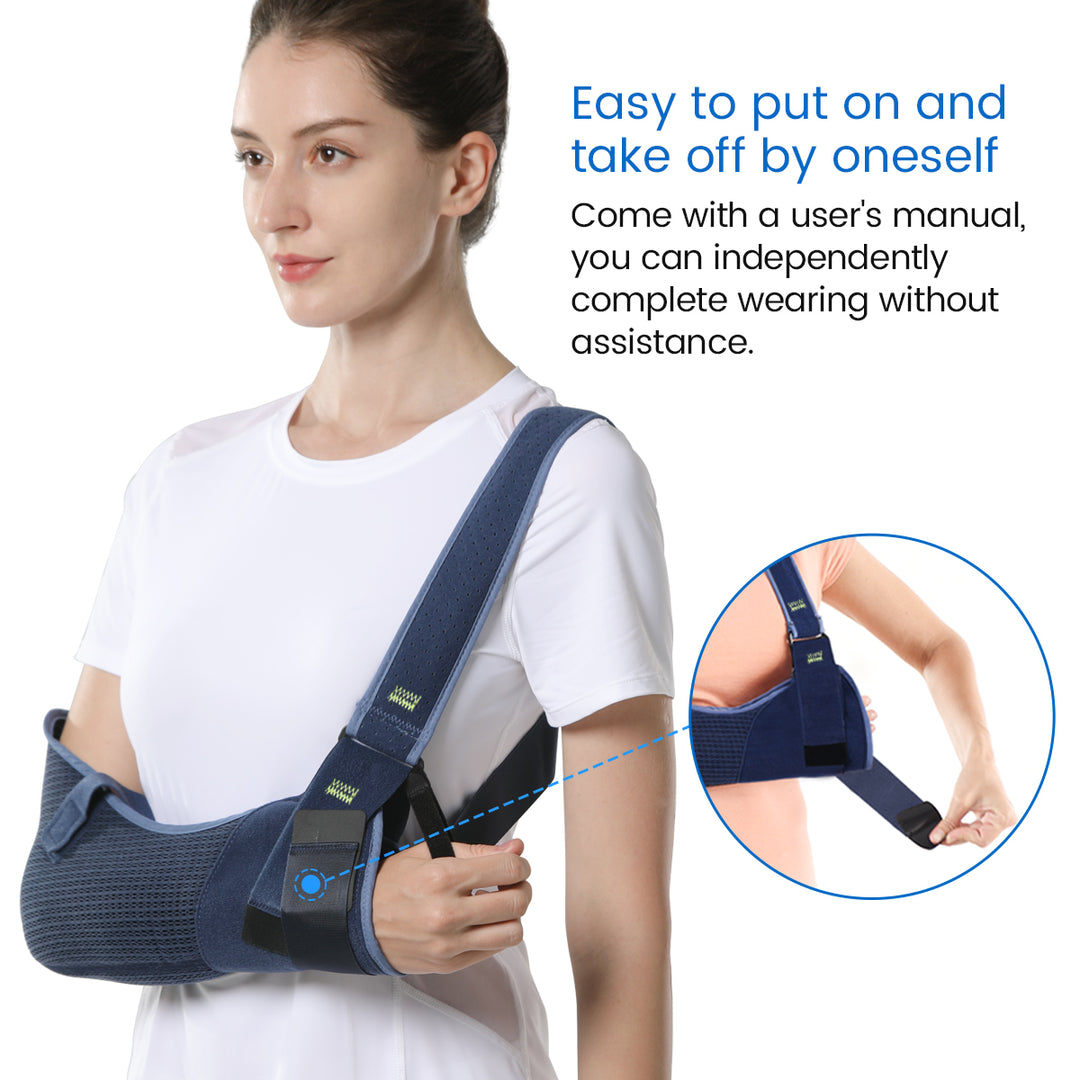 Premium Shoulder Abduction Sling Support with Pillow for Injury Recovery, Medical Immobilizer, Ventilated Mesh, Universal Fit, Includes Grip Ball for Therapy