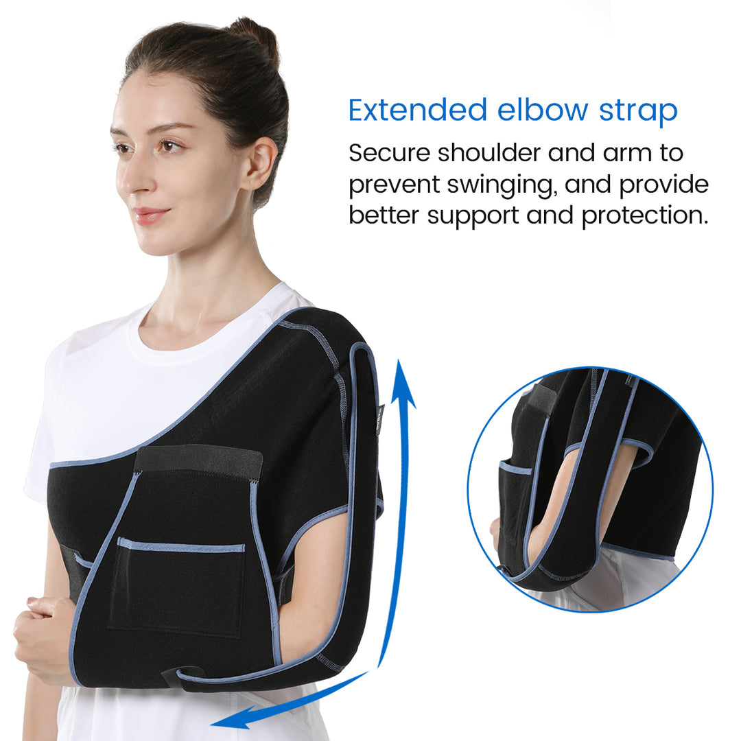 Premium Shoulder Support Brace for Rotator Cuff Injury and Arthritis – Breathable Arm Sling Immobilizer for Comfortable Sleeping, Lightweight Design with Storage Bag, Reversible for Left or Right Arm
