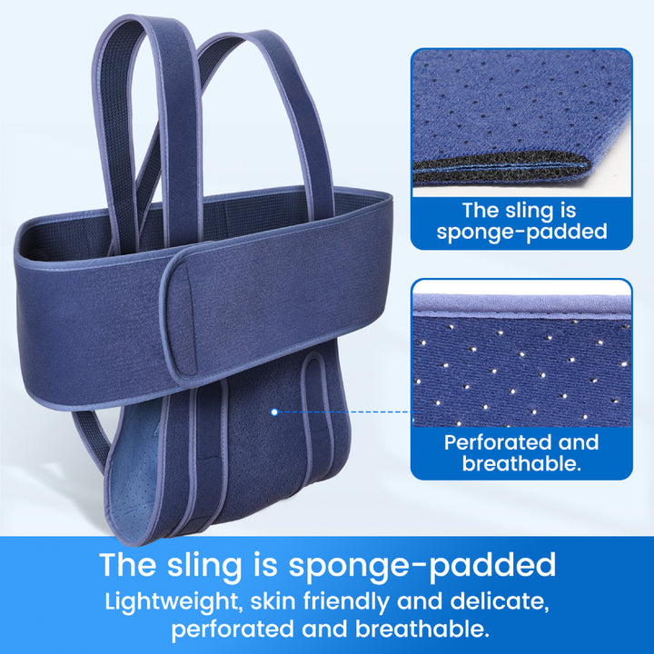 Premium Shoulder Support Brace for Rotator Cuff Injury and Arthritis – Breathable Arm Sling Immobilizer for Comfortable Sleeping, Lightweight Design with Storage Bag, Reversible for Left or Right Arm