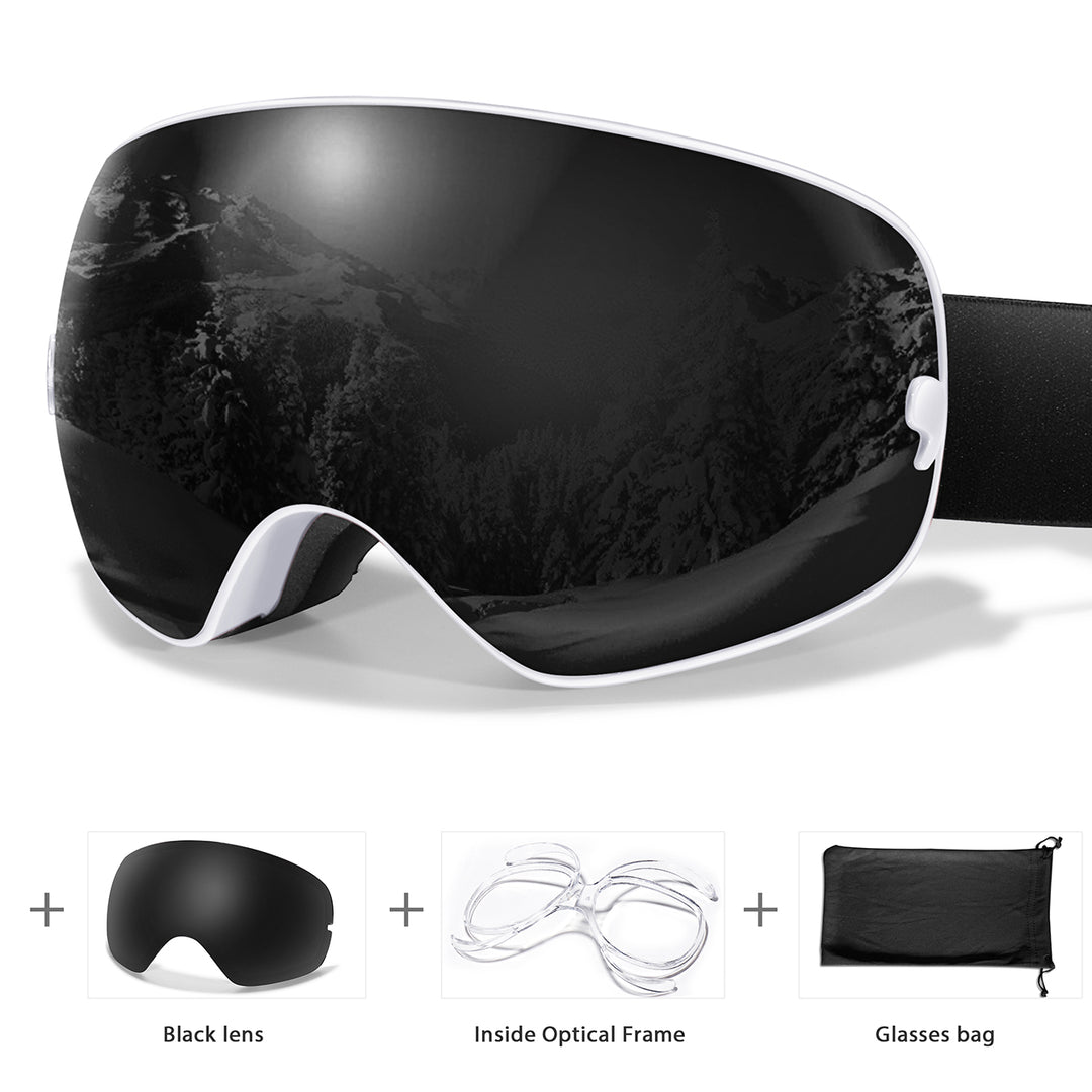 Premium Ski Goggles – Large Comma Spherical Design, Double-Layer Anti-Fog Lens, Winter Cycling & Sled Sports Glasses, Wide Field of View, Suitable for Myopia