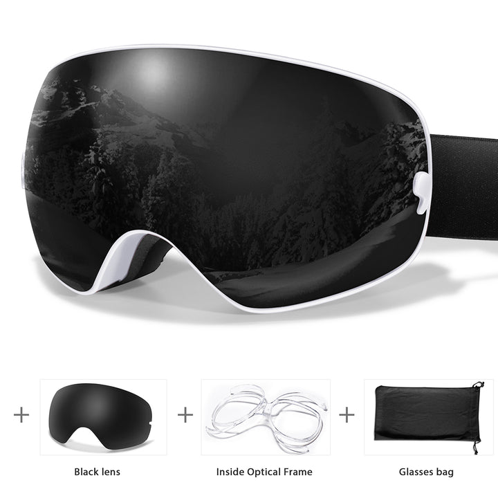 Premium Ski Goggles – Large Comma Spherical Design, Double-Layer Anti-Fog Lens, Winter Cycling & Sled Sports Glasses, Wide Field of View, Suitable for Myopia