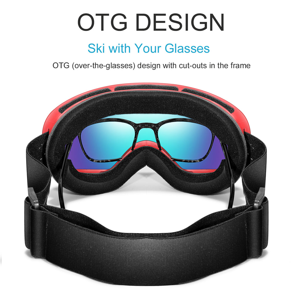 Premium Ski Goggles – Large Comma Spherical Design, Double-Layer Anti-Fog Lens, Winter Cycling & Sled Sports Glasses, Wide Field of View, Suitable for Myopia
