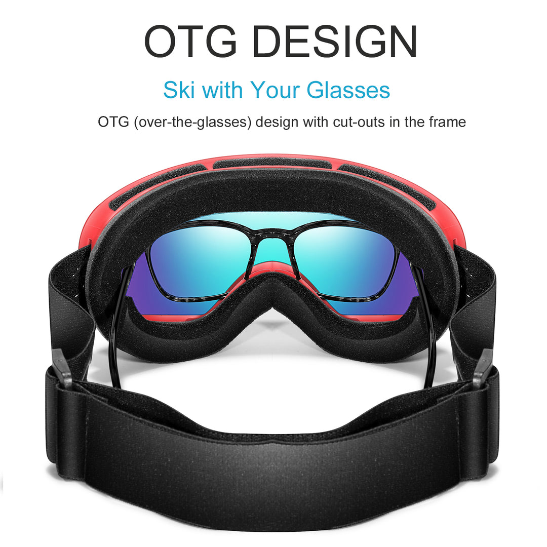 Premium Ski Goggles – Large Comma Spherical Design, Double-Layer Anti-Fog Lens, Winter Cycling & Sled Sports Glasses, Wide Field of View, Suitable for Myopia