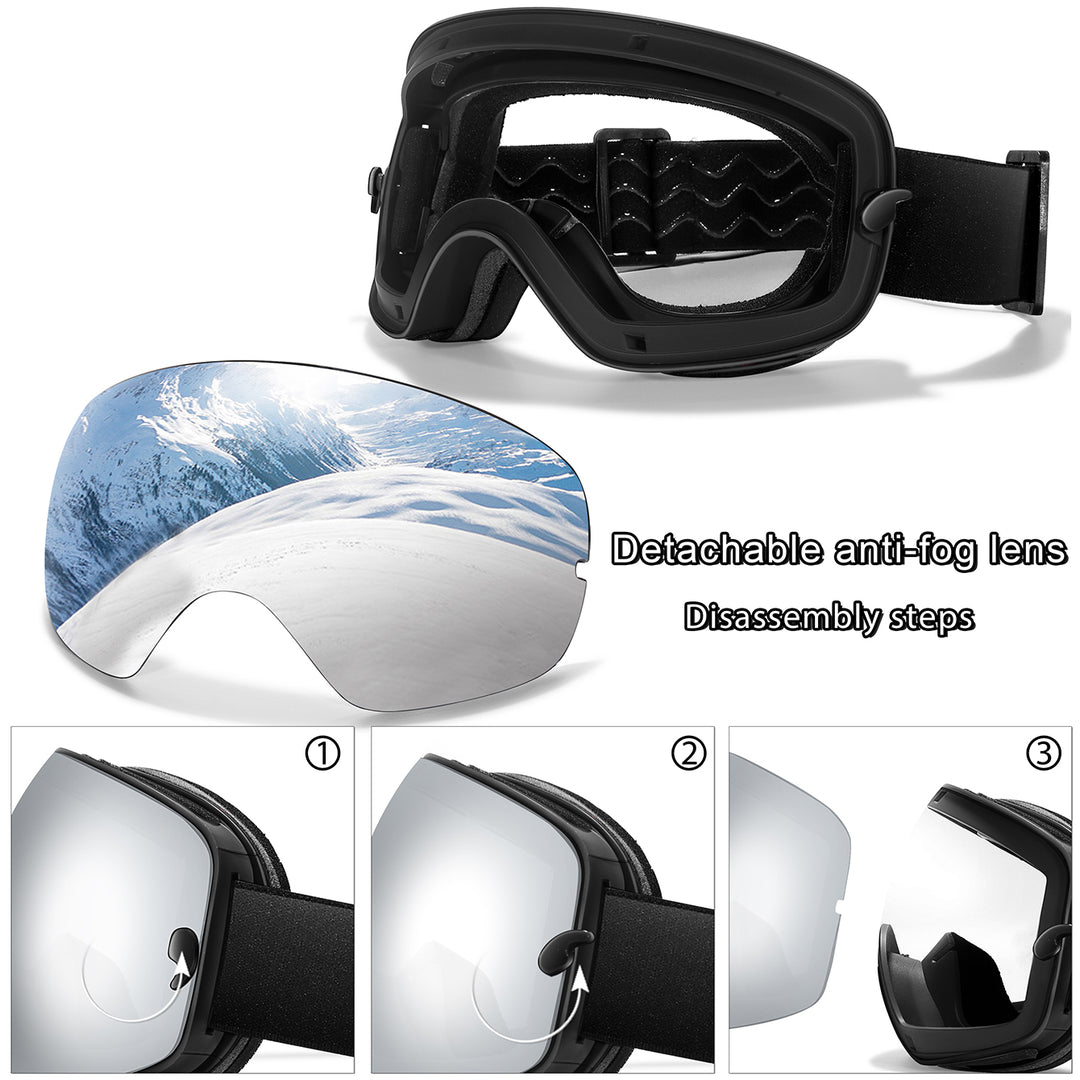 Premium Ski Goggles – Large Comma Spherical Design, Double-Layer Anti-Fog Lens, Winter Cycling & Sled Sports Glasses, Wide Field of View, Suitable for Myopia