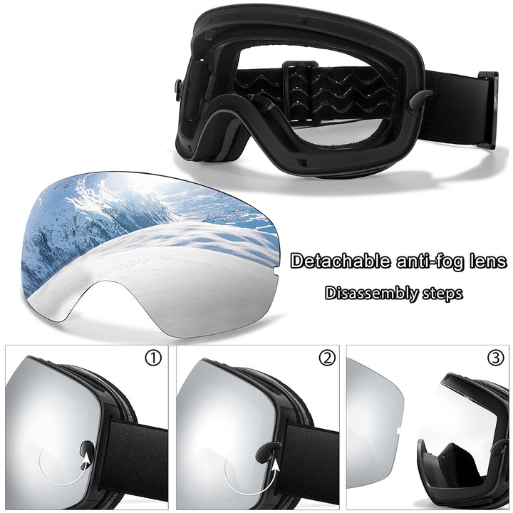 Premium Ski Goggles – Large Comma Spherical Design, Double-Layer Anti-Fog Lens, Winter Cycling & Sled Sports Glasses, Wide Field of View, Suitable for Myopia