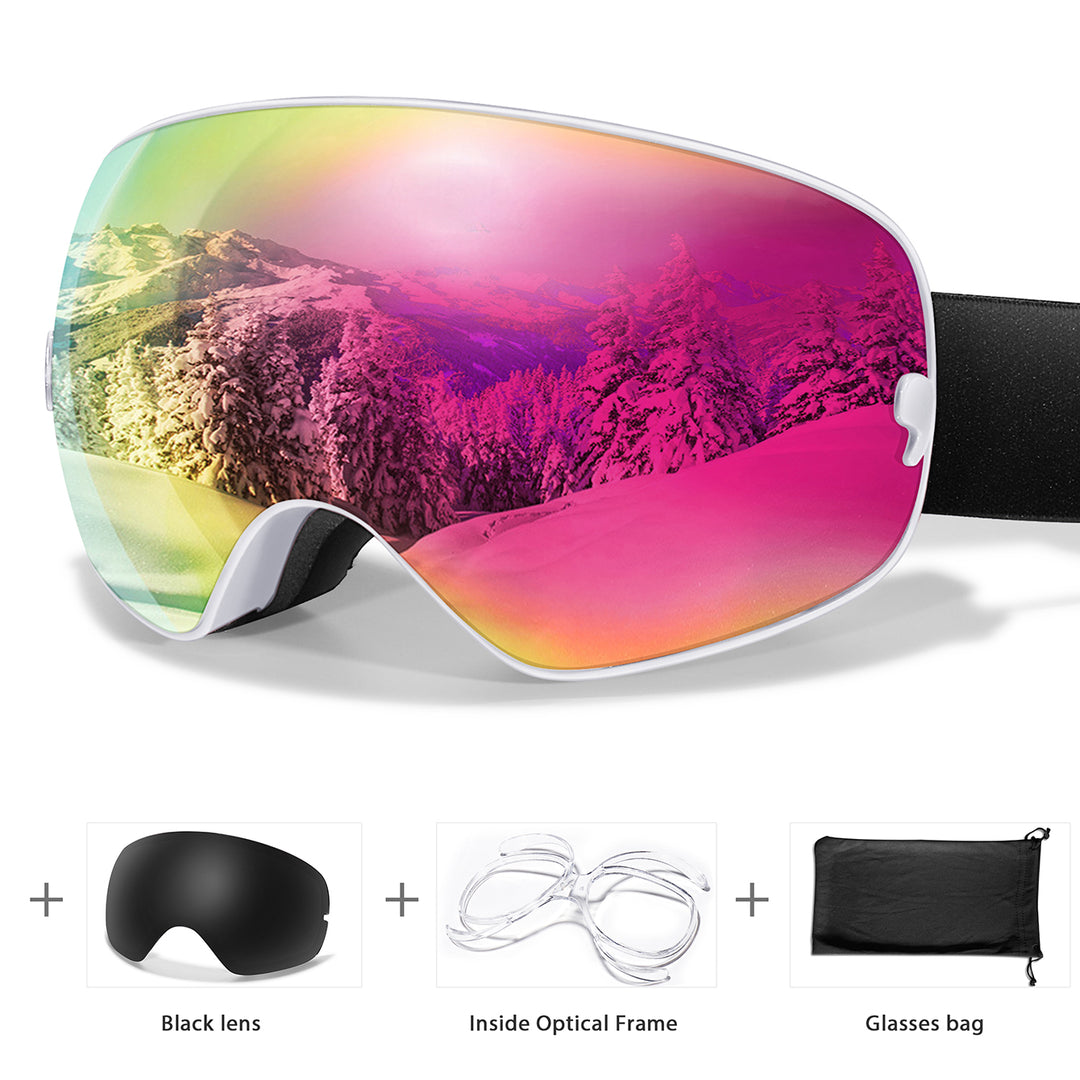 Premium Ski Goggles – Large Comma Spherical Design, Double-Layer Anti-Fog Lens, Winter Cycling & Sled Sports Glasses, Wide Field of View, Suitable for Myopia