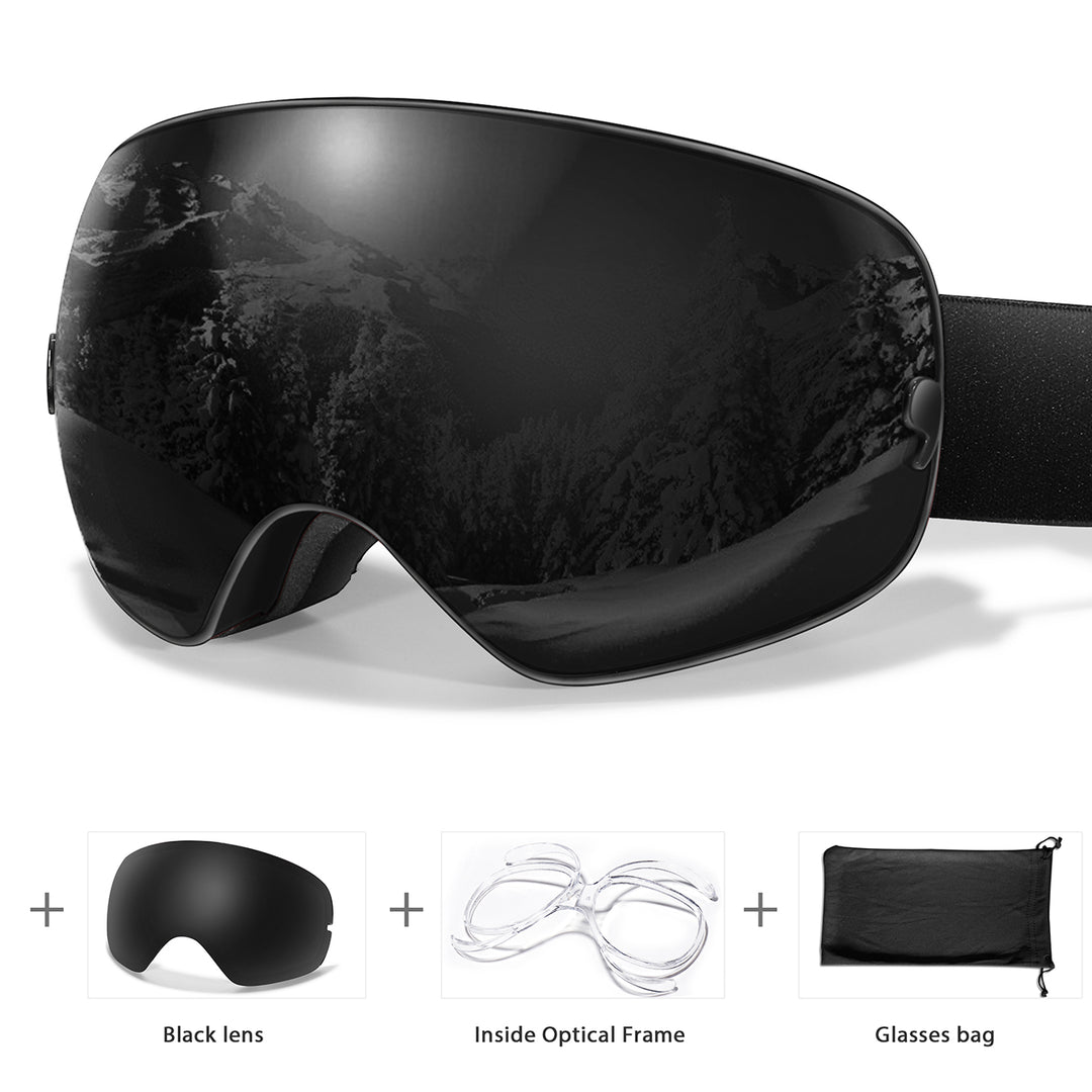 Premium Ski Goggles – Large Comma Spherical Design, Double-Layer Anti-Fog Lens, Winter Cycling & Sled Sports Glasses, Wide Field of View, Suitable for Myopia