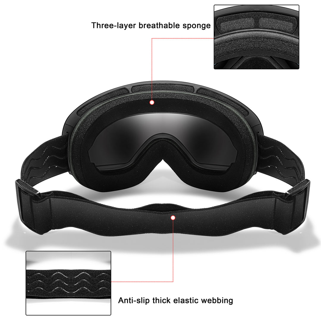 Premium Ski Goggles – Large Comma Spherical Design, Double-Layer Anti-Fog Lens, Winter Cycling & Sled Sports Glasses, Wide Field of View, Suitable for Myopia