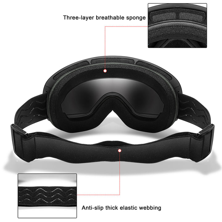 Premium Ski Goggles – Large Comma Spherical Design, Double-Layer Anti-Fog Lens, Winter Cycling & Sled Sports Glasses, Wide Field of View, Suitable for Myopia