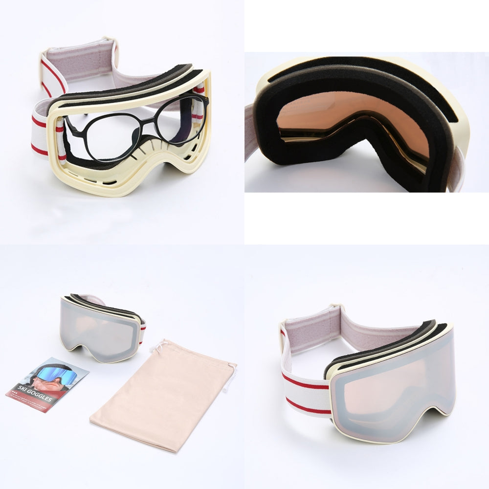Premium Ski Snowboard Goggles for Men & Women – UV400 Protection, Anti-Fog, Cylindrical Lenses, Snow Protection, Over Glasses Design for Skiing & Snow Sports