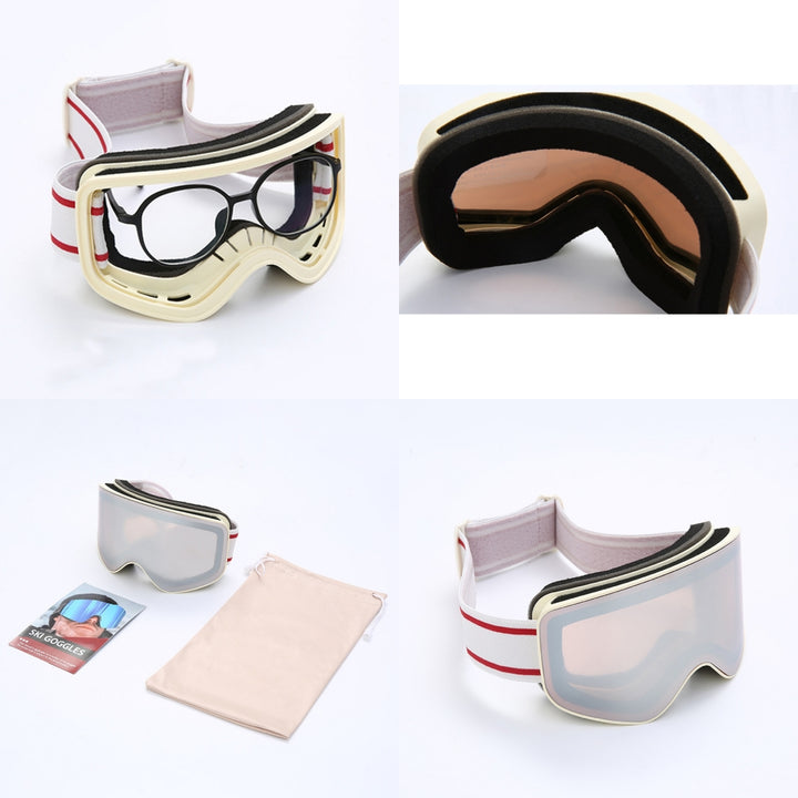 Premium Ski Snowboard Goggles for Men & Women – UV400 Protection, Anti-Fog, Cylindrical Lenses, Snow Protection, Over Glasses Design for Skiing & Snow Sports