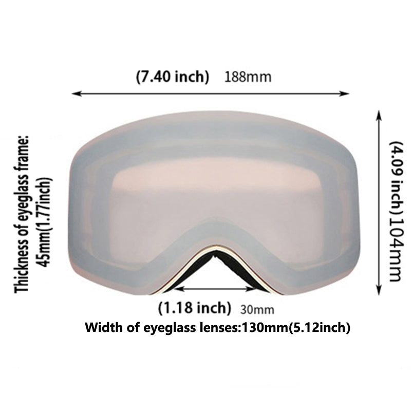 Premium Ski Snowboard Goggles for Men & Women – UV400 Protection, Anti-Fog, Cylindrical Lenses, Snow Protection, Over Glasses Design for Skiing & Snow Sports