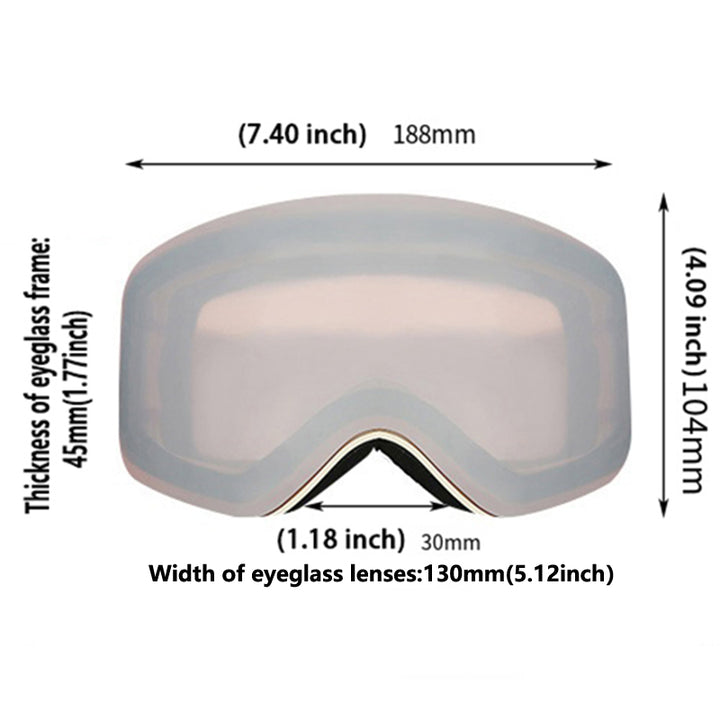 Premium Ski Snowboard Goggles for Men & Women – UV400 Protection, Anti-Fog, Cylindrical Lenses, Snow Protection, Over Glasses Design for Skiing & Snow Sports