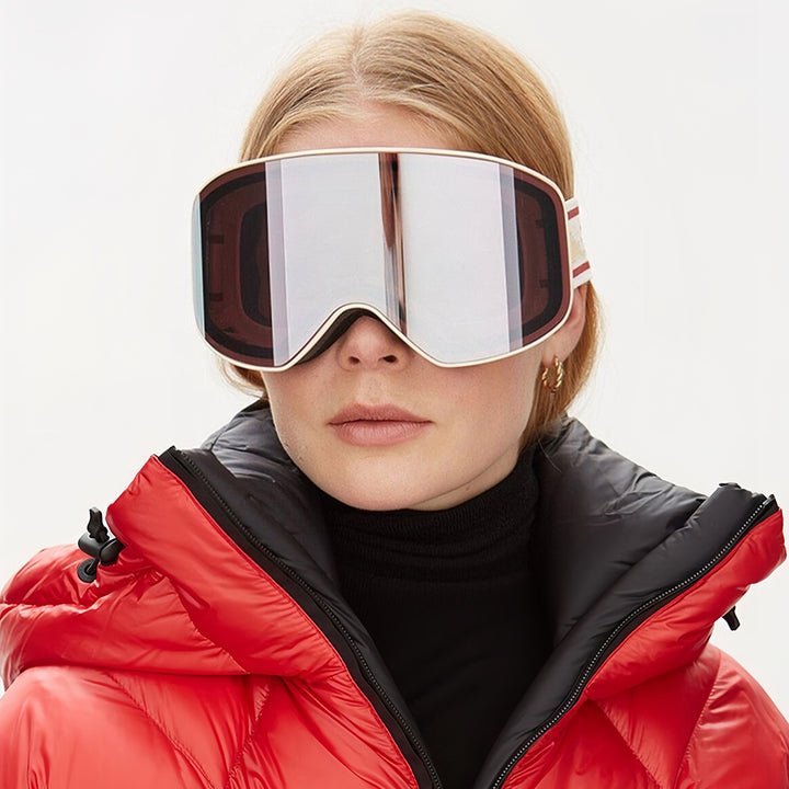 Premium Ski Snowboard Goggles for Men & Women – UV400 Protection, Anti-Fog, Cylindrical Lenses, Snow Protection, Over Glasses Design for Skiing & Snow Sports