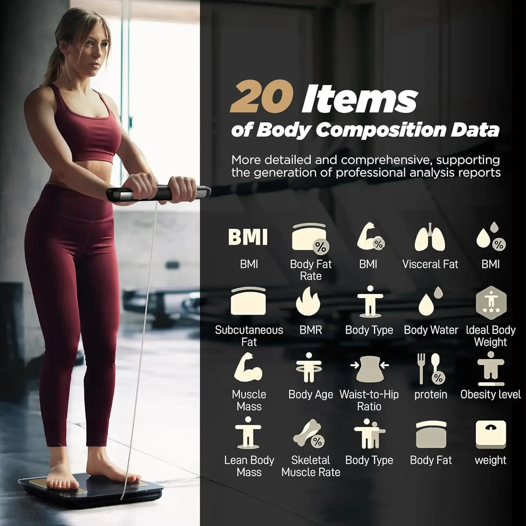 Premium Smart Body Composition Scale – 8 Electrode Bioimpedance Digital Weight Scale, Tracks Body Fat, Water, Muscle Mass, BMI, and More, Accurate Measurements for Health Monitoring