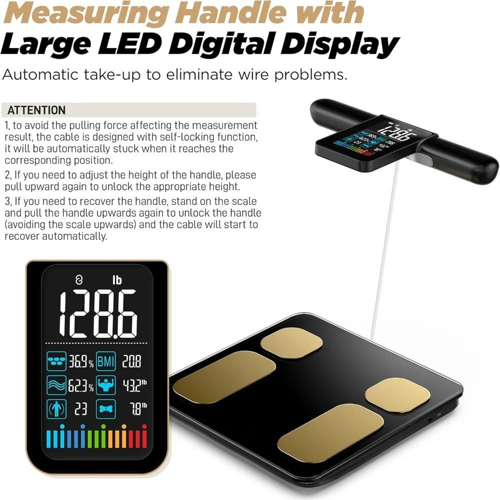 Premium Smart Body Composition Scale – 8 Electrode Bioimpedance Digital Weight Scale, Tracks Body Fat, Water, Muscle Mass, BMI, and More, Accurate Measurements for Health Monitoring