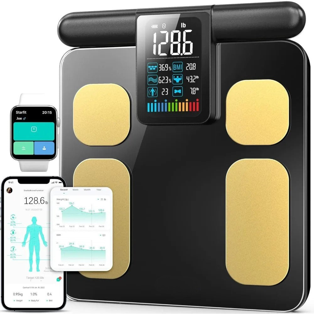 Premium Smart Body Composition Scale – 8 Electrode Bioimpedance Digital Weight Scale, Tracks Body Fat, Water, Muscle Mass, BMI, and More, Accurate Measurements for Health Monitoring