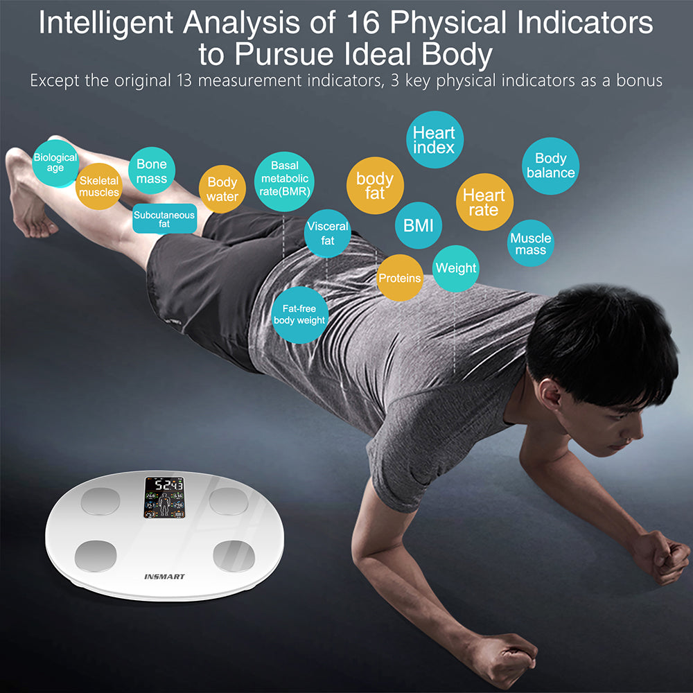 Premium Smart Body Weight Scale – Bluetooth Digital Scale with Large LCD Display, Tracks BMI, Body Fat, Muscle Mass, Heart Rate, and More, Syncs with Fitness Apps, 180kg Capacity