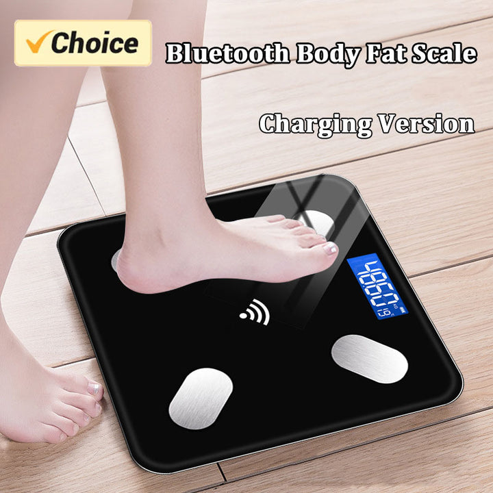 Premium Smart Digital Body Weight Scale – Wireless Fat Analyzer with Smartphone App, Tempered Glass Design, Available in Black, Pink, White, Compact 26x26cm Size, Ideal for Home Use